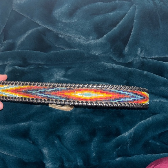 Circle Y hand beaded leather belt - Picture 4 of 5